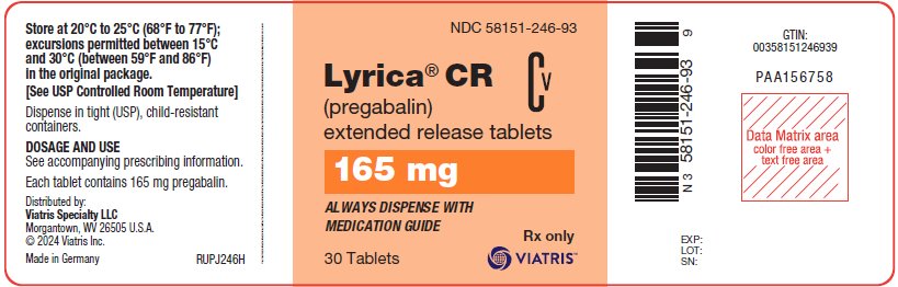 Lyrica CR ER Tablets 165 mg Bottle Label