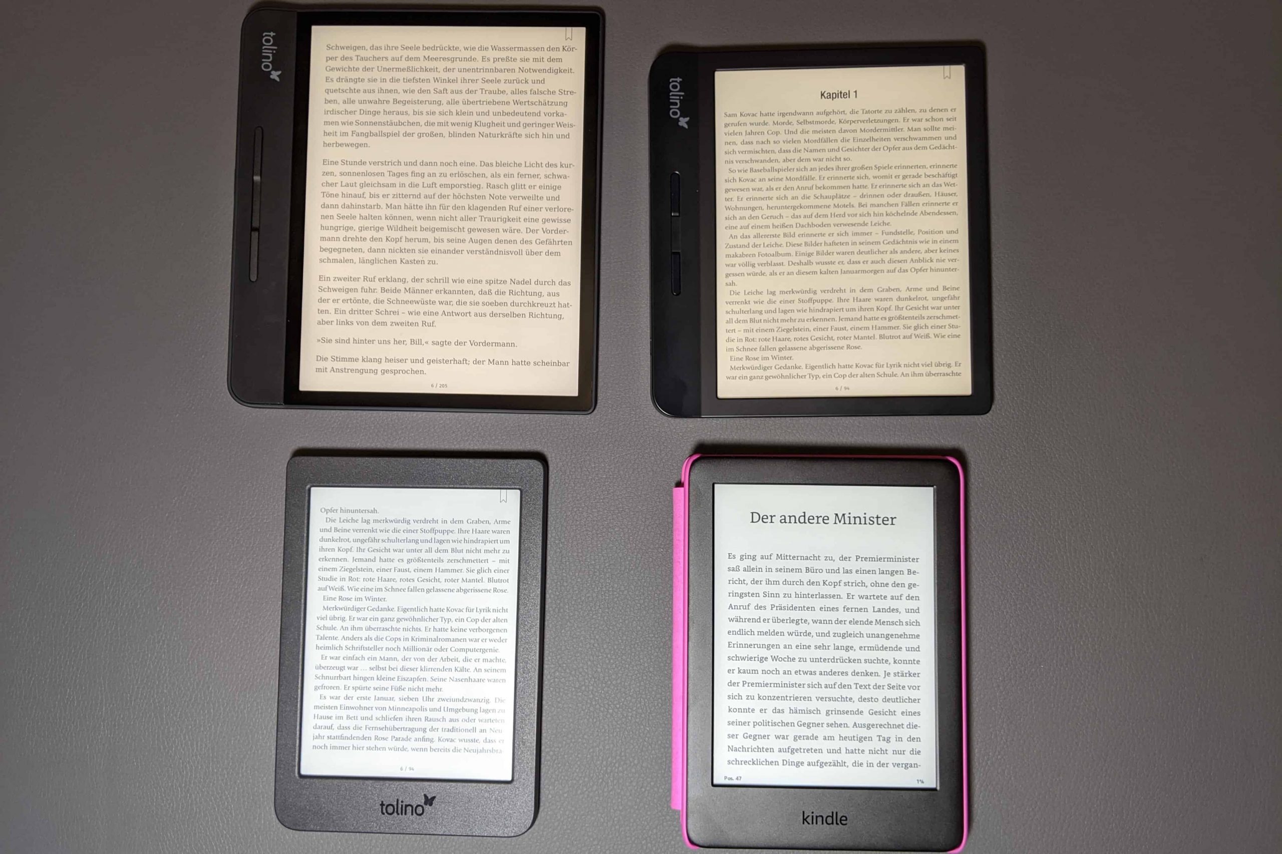 eBook-Reader Test: Reader Nebeneinander 2