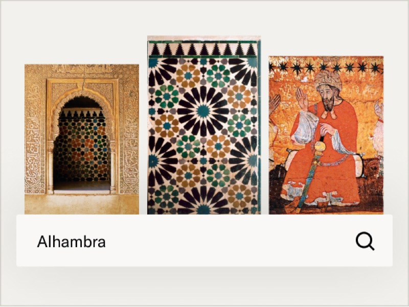 Architectural details and art from the Alhambra palace