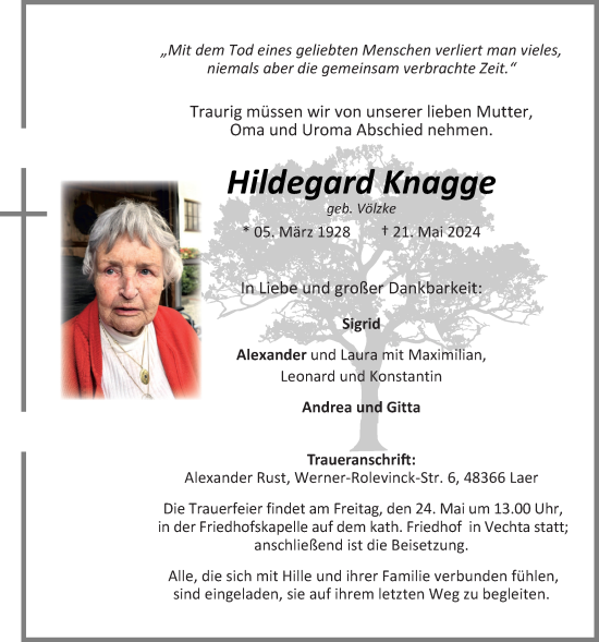 Anzeige von Hildegard Knagge von OM-Medien