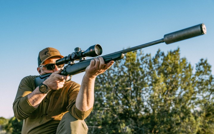 The author takes a shot with the Sako 90s Adventure, his pick for the best hunting rifle.