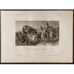 Gravure de 1841 - Napoléon rend honneur au courage malheureux - 1
