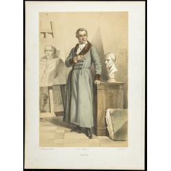 Gravure de 1846 - Portrait de Jacques-Louis David - 1