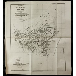 Gravure de 1891 - Carte de l'île de Bornéo - 1