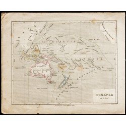 Gravure de 1840ca - Carte de l'Océanie - 1