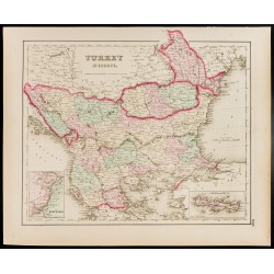 Gravure de 1857 - Carte de la Turquie européenne - 1