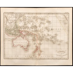 Gravure de 1847 - Carte de l'Océanie - 1