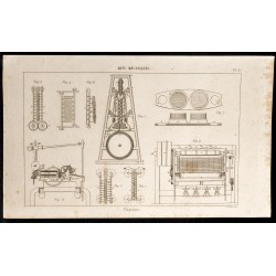 Gravure de 1852 - Filatures - Outils - Arts mécaniques - 1