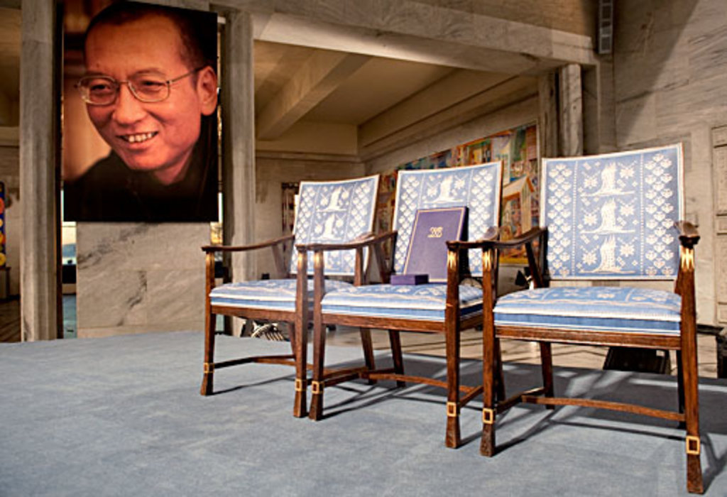 Liu Xiaobo's empty chair at the Nobel Peace Prize Award Ceremony in Oslo