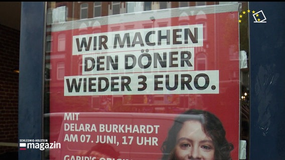 Wahlwerbung der SPD in einem Kieler Dönerladen. © Screenshot 