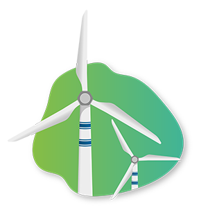 low emissions icon showing two wind turbines