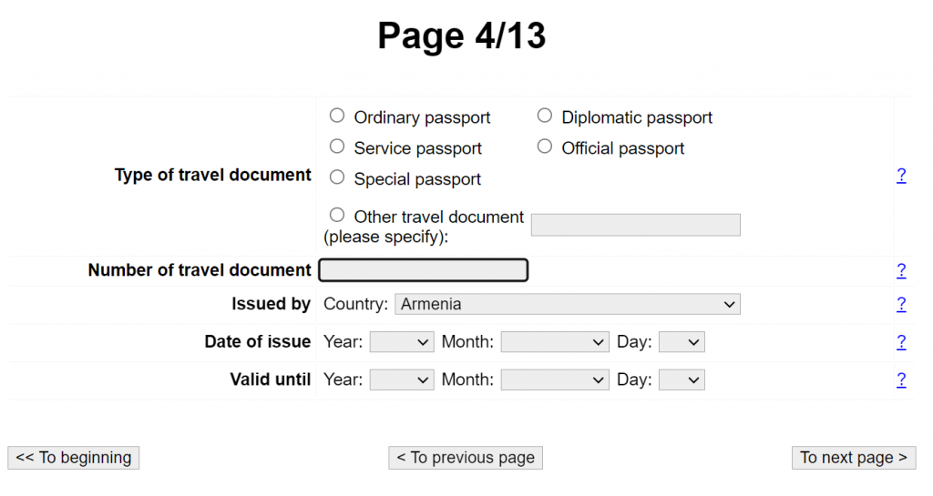 passport info section
