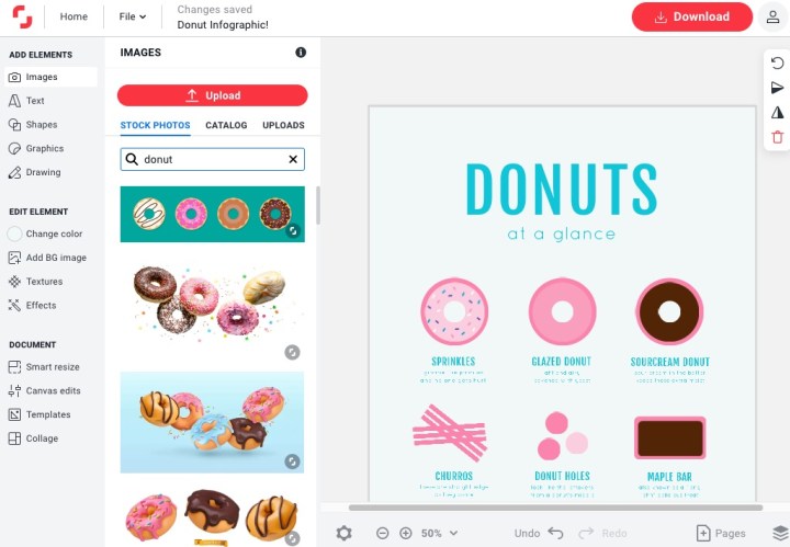 Screenshot of creating Pinterest Pin designs in the Create editor