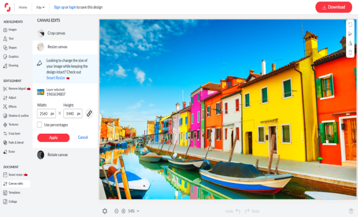 Screenshot of how to edit your canvas in Shutterstock Create