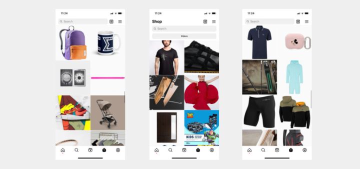 Screenshot of Instagram shopping tab