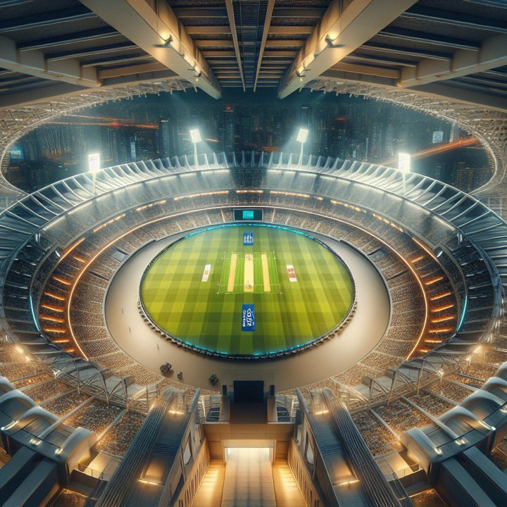 AI generated image of sports arena from the perspective of the audience
