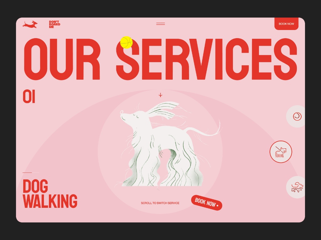 Don't board Me pet dog walking website design