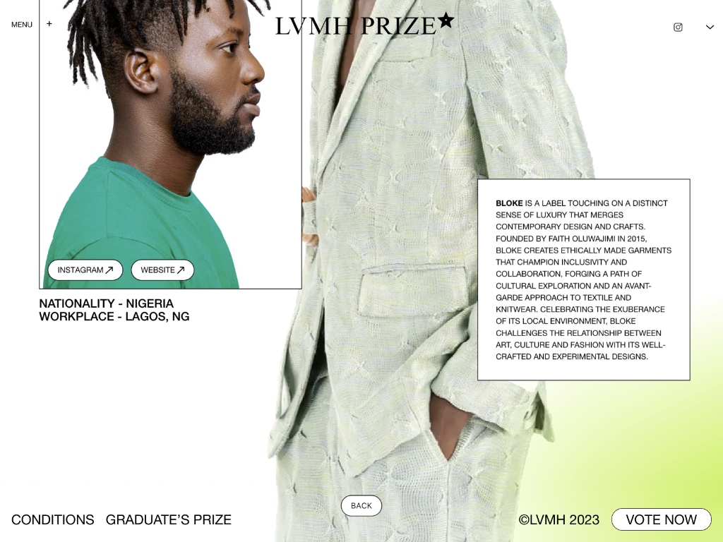 LVMH prize e-commerce fashion website design 