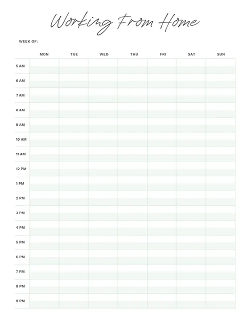 WFH Schedule schedules template