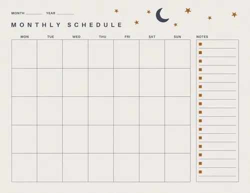 Lunar Month schedules template