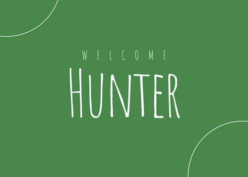 Welcome Hunter cards-baby-shower template
