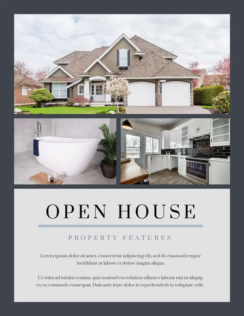 Open House. Property Features flyers-real-estate template