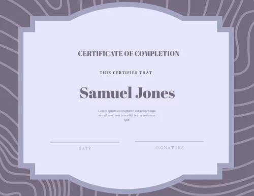 Certificate of completion purple certificates template