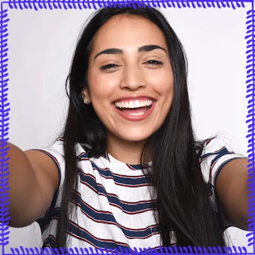 Happy young woman's selfie instagram-profiles template