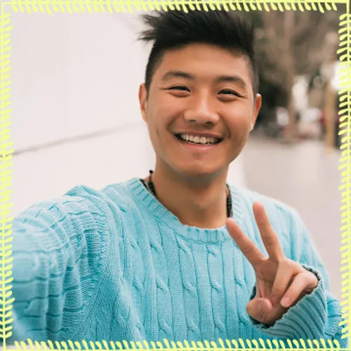 Happy young man's selfie instagram-profiles template
