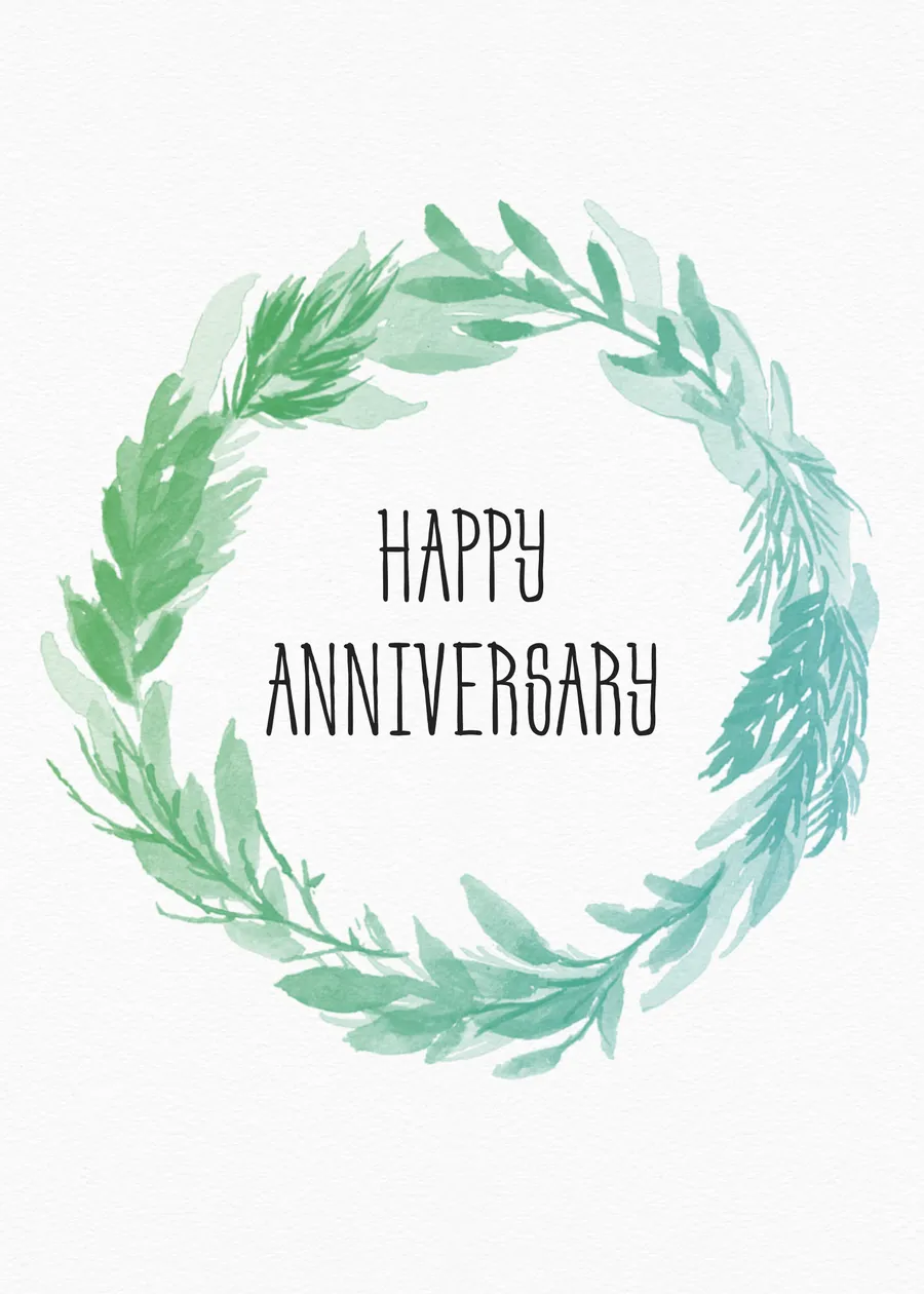 Happy Anniversary ( wreath of leaves) cards-anniversary template