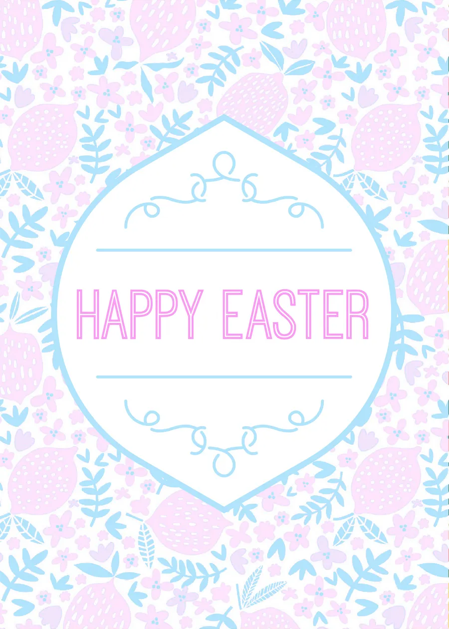 Happy Easter flowers soft pink cards-easter template