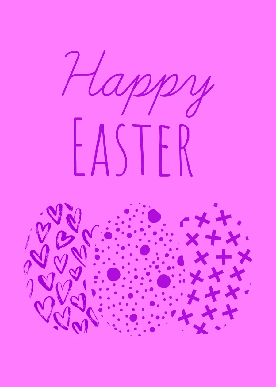 Happy Easter three eggs dark pink cards-easter template