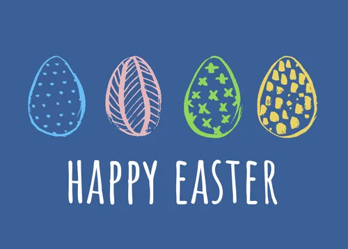 Happy Easter eggs blue cards-easter template