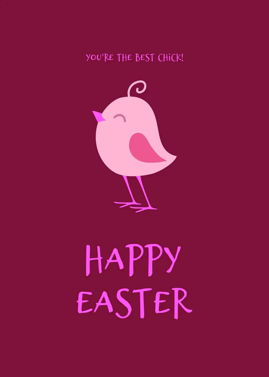 You're the best chick dark pink cards-easter template