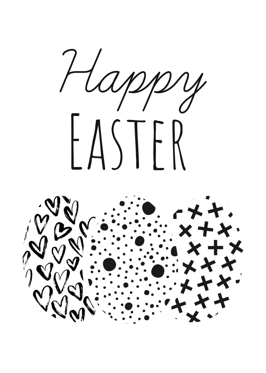 Happy Easter three eggs black/white cards-easter template