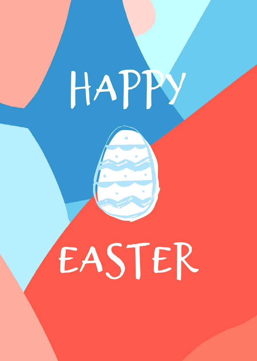 Happy Easter shapes blue red cards-easter template