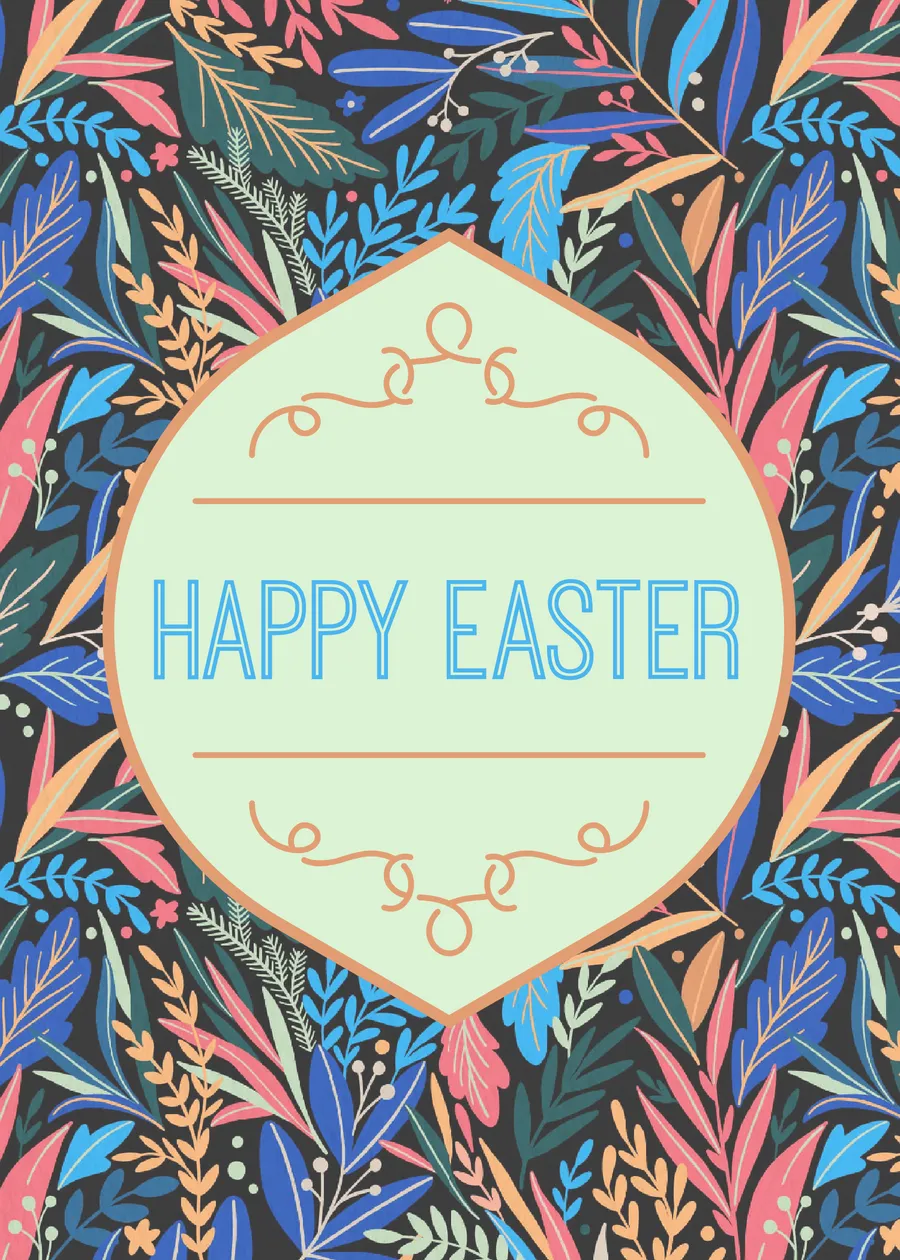 Happy Easter leaves colorful cards-easter template