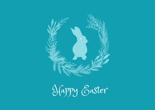 Happy Easter bunny turquoise  cards-easter template