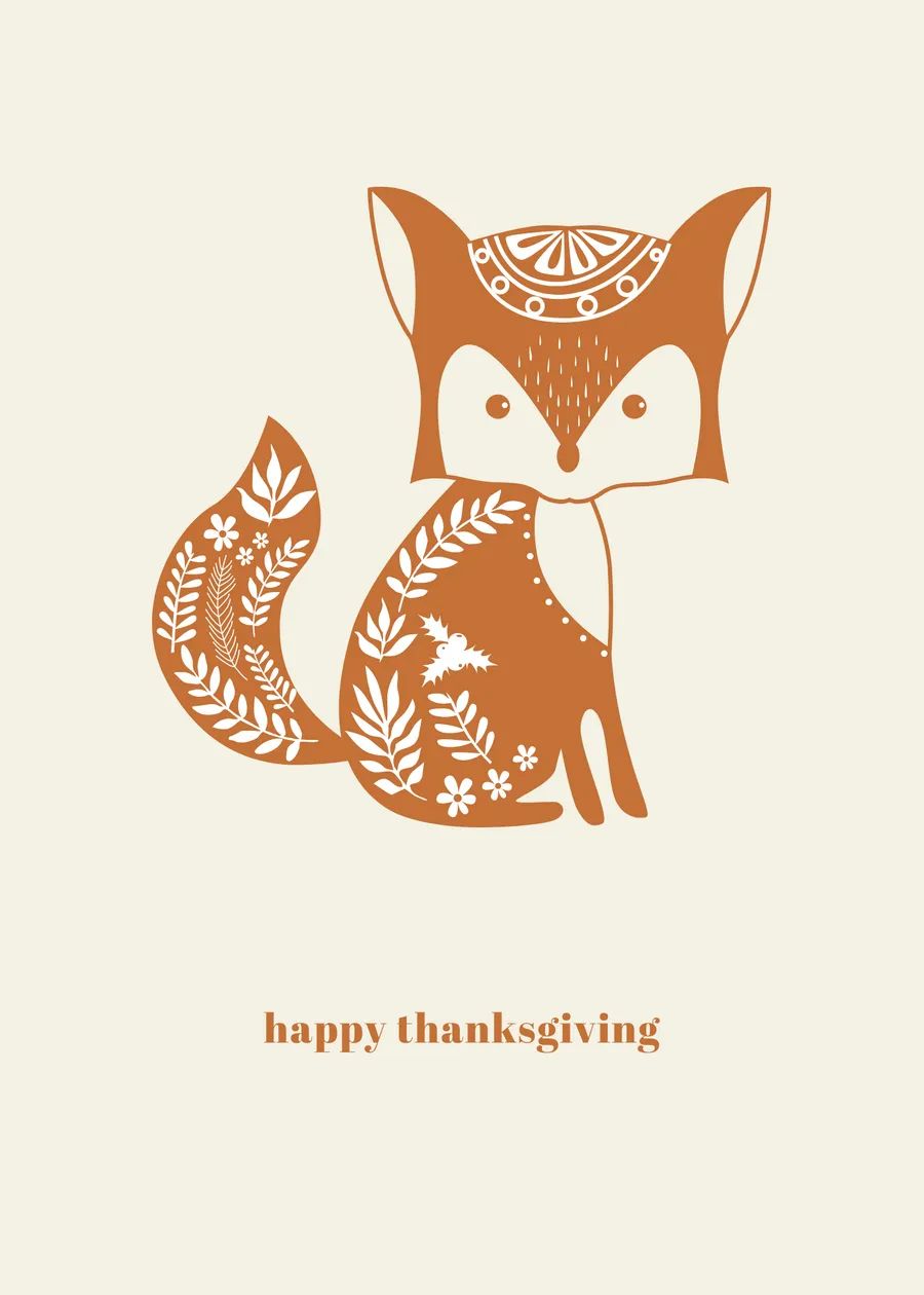 Happy Thanksgiving fox cards-thanksgiving template