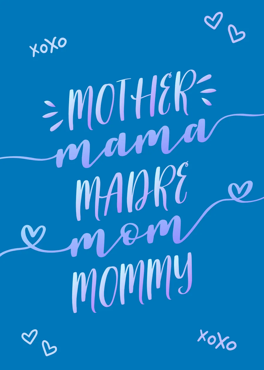 Mother Mamma Madre Mom Mommy blue cards-mothers-day template