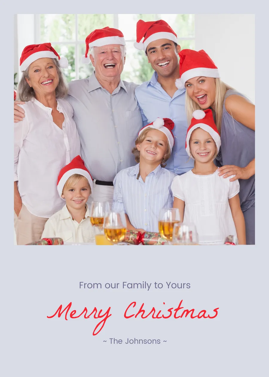 Merry Christmas The Johnsons grey card-christmas template
