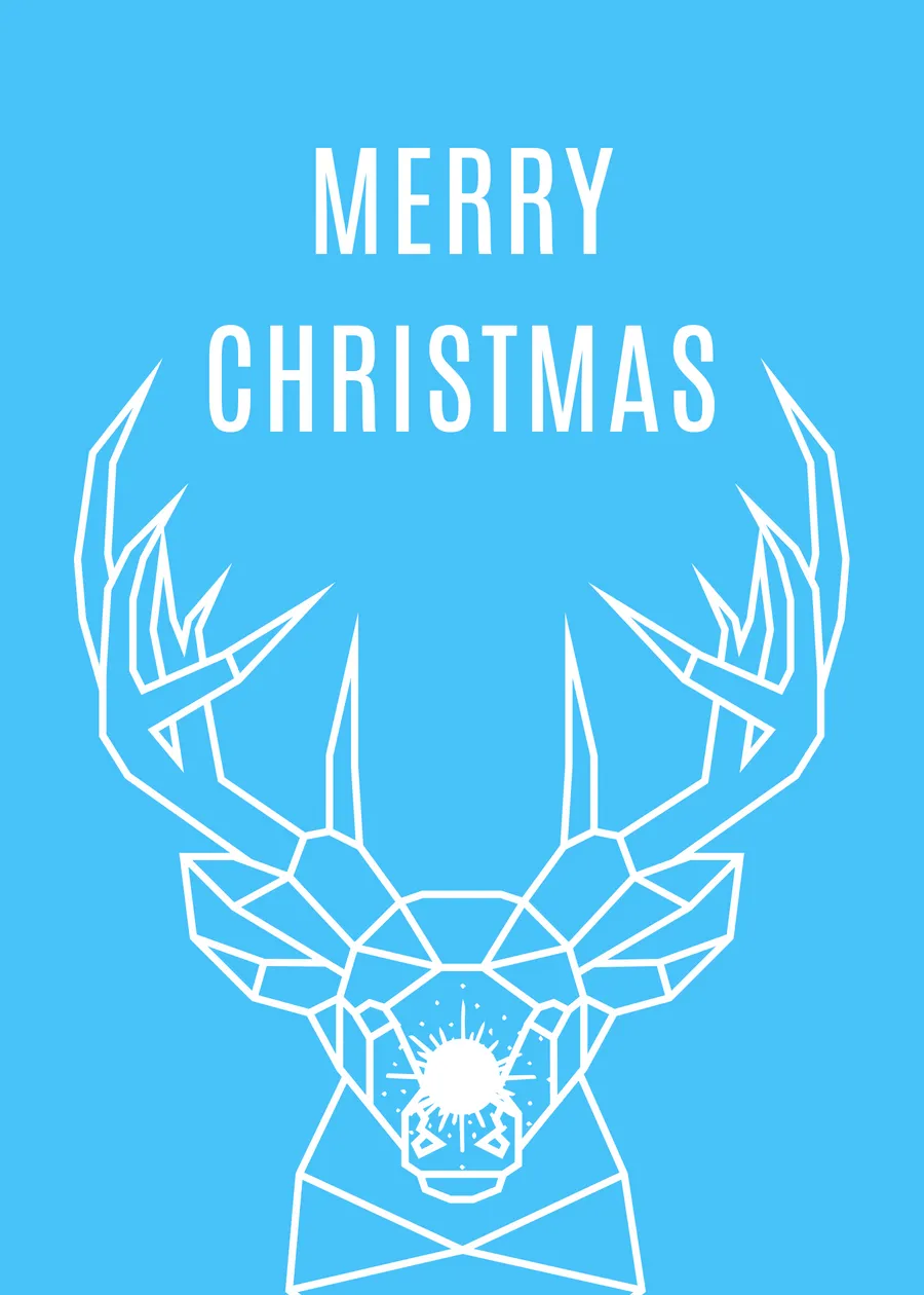 Merry Christmas reindeer blue card-christmas template