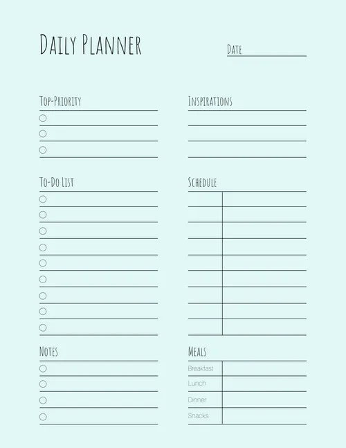 Planner Daily 10 schedules template