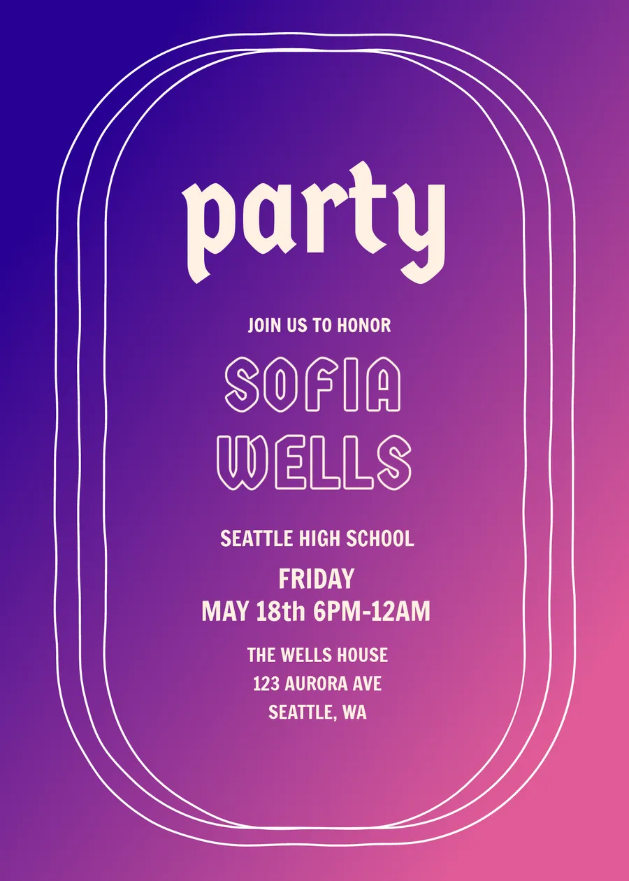 Party purple invitations-party template