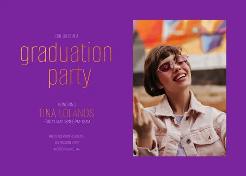 Graduation party purple invitations-party template