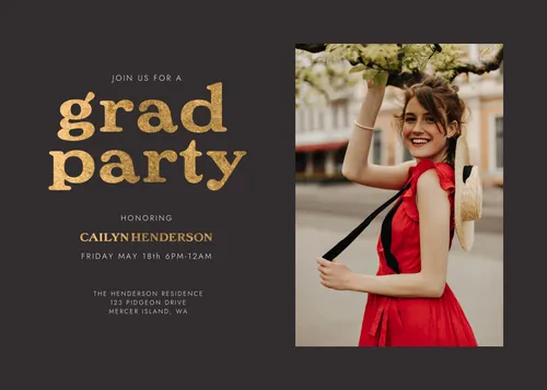 Grad Party black invitations-party template