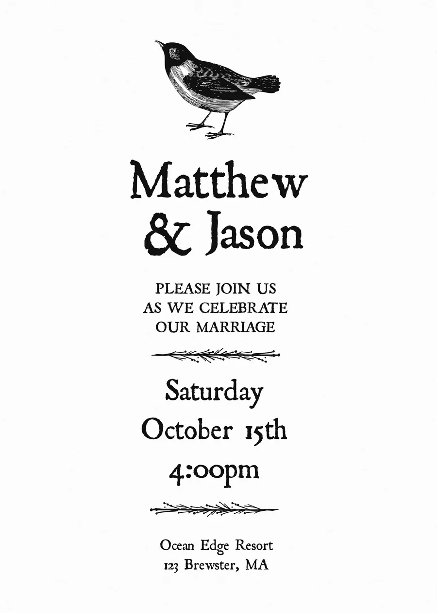 Mathew & Jason (Bird) invitations-wedding template