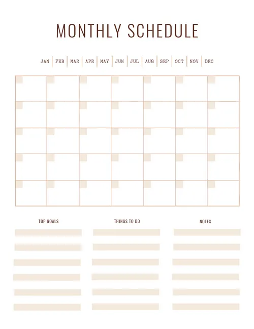 Monthly schedule simple schedules template