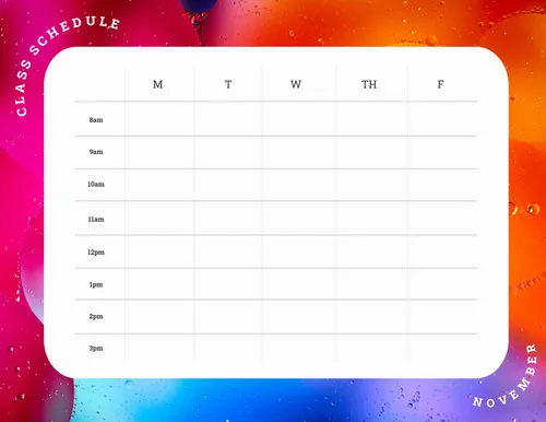 Class Schedule planner planners template