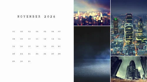 November 2026 (white) calendars template